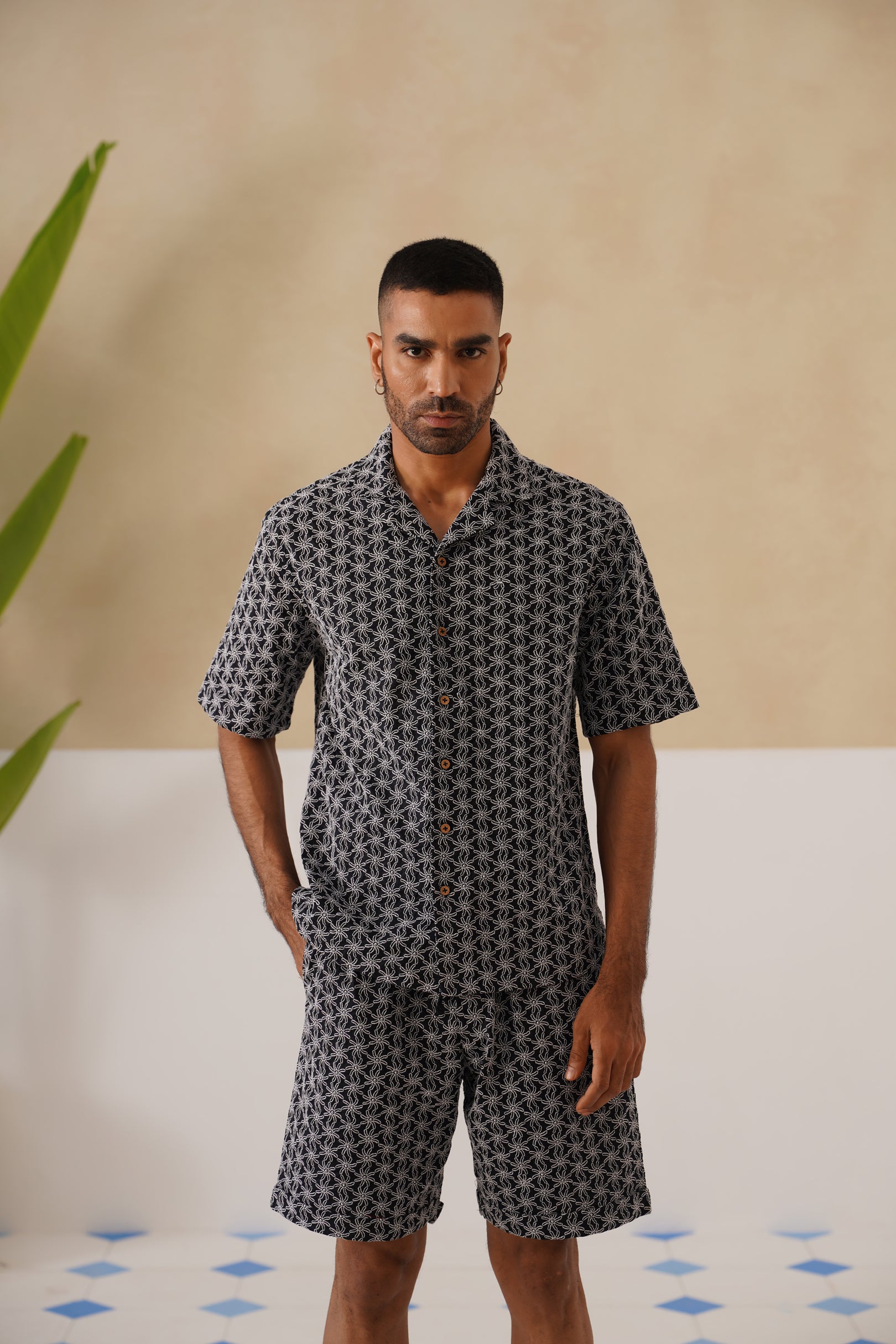 Midnight Bloom Cotton Shirt