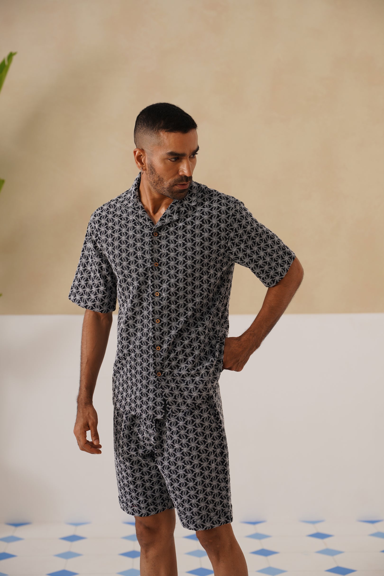 Midnight Bloom Cotton Shirt