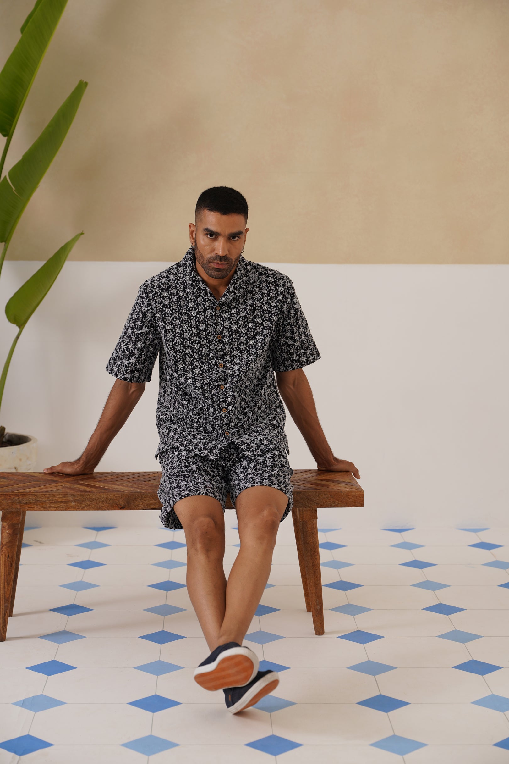 Midnight Bloom Cotton Shirt