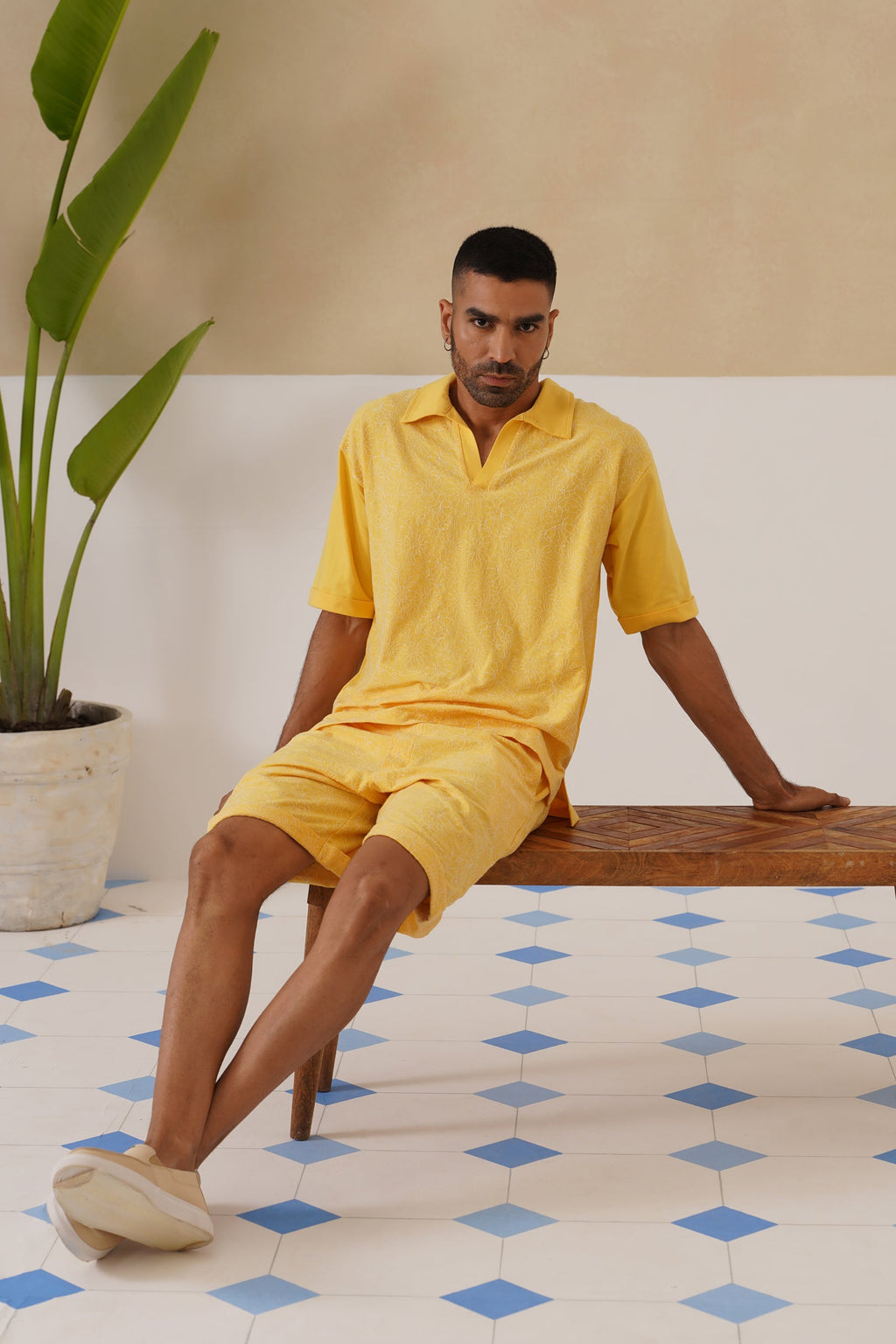 Shady Blooms Cotton Knit Shorts