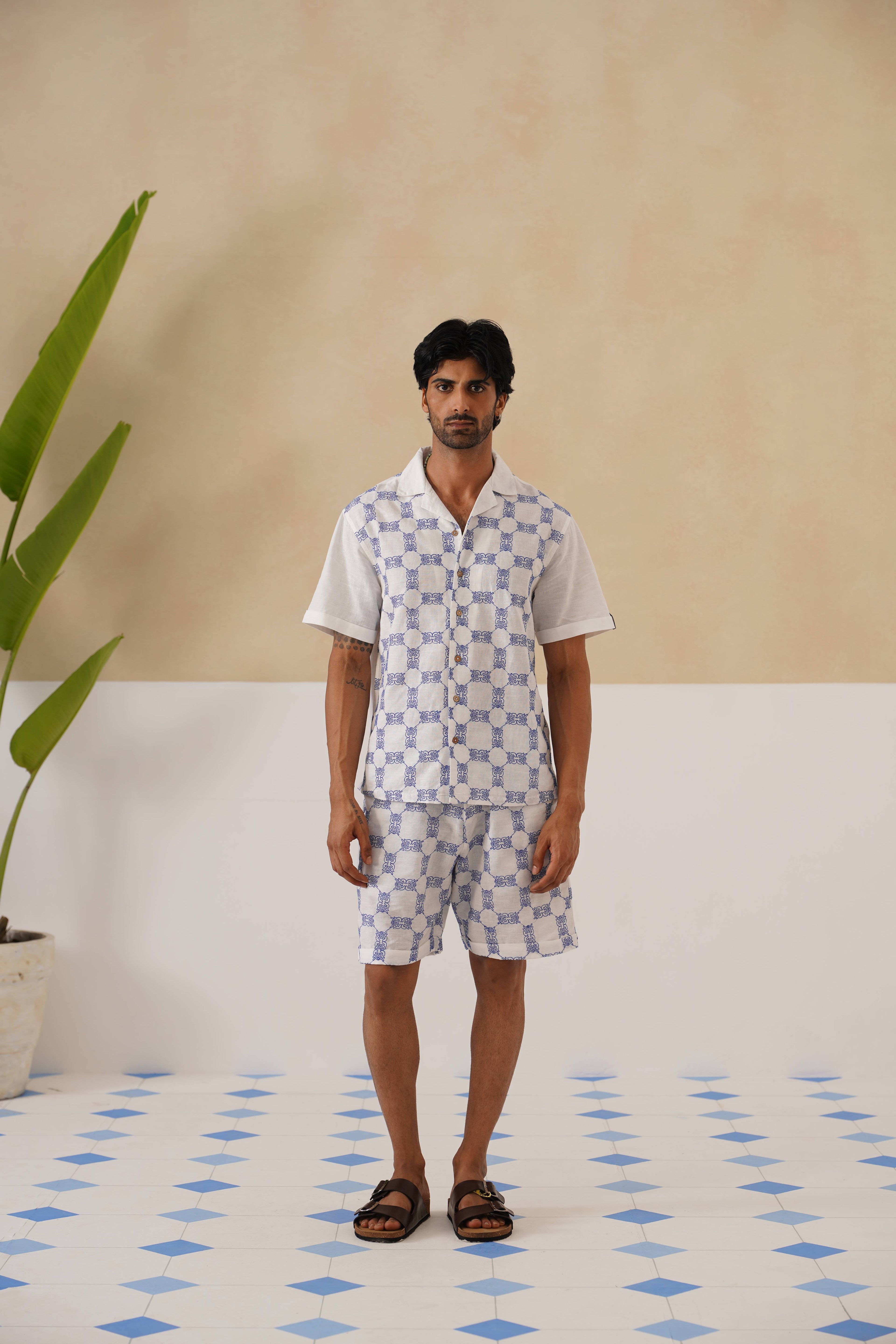 Knotty Krabs (Linen) Co-ord Set - Salt (White)