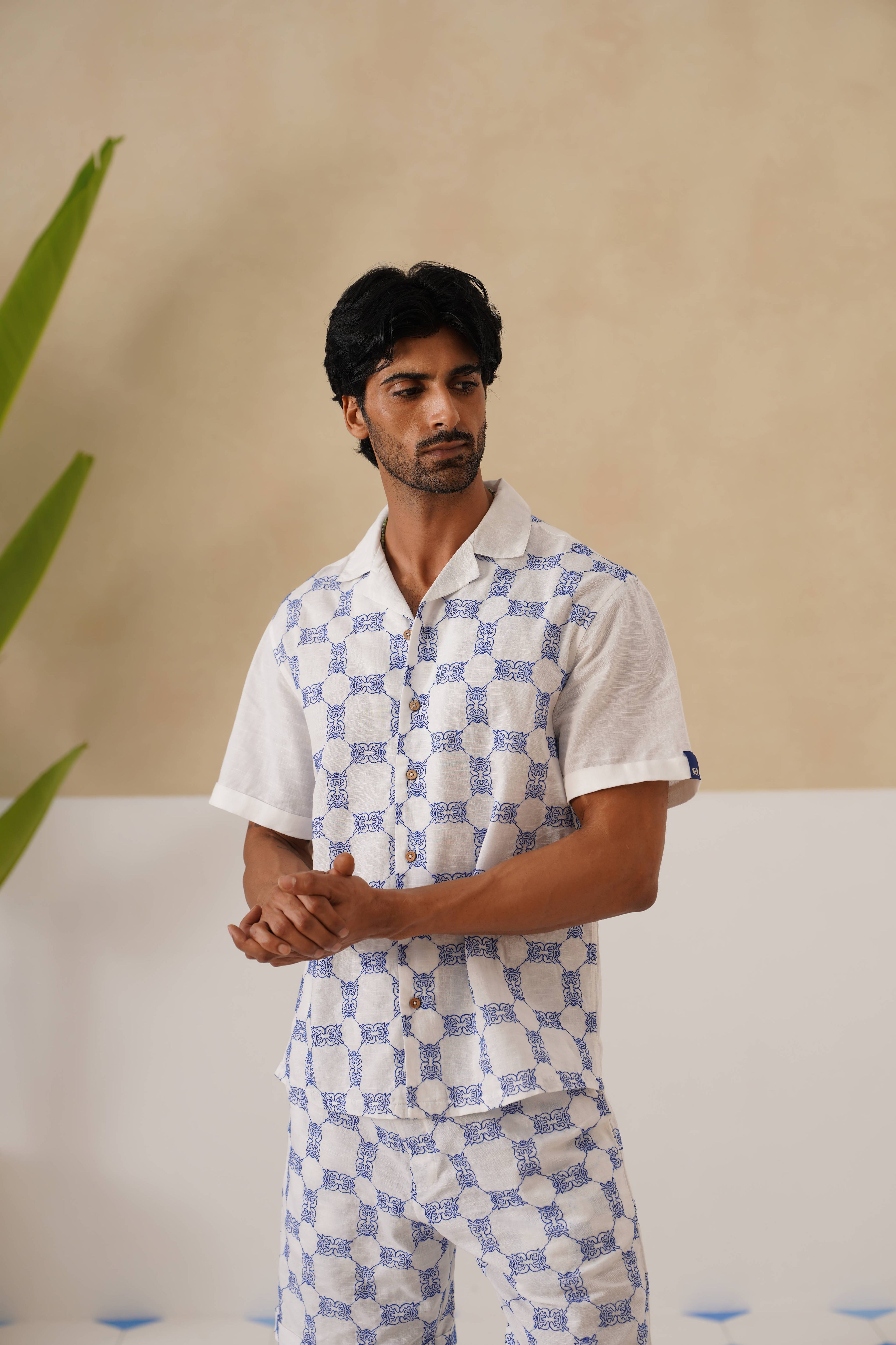 Knotty Krabs (Linen) Shorts - Salt (White)