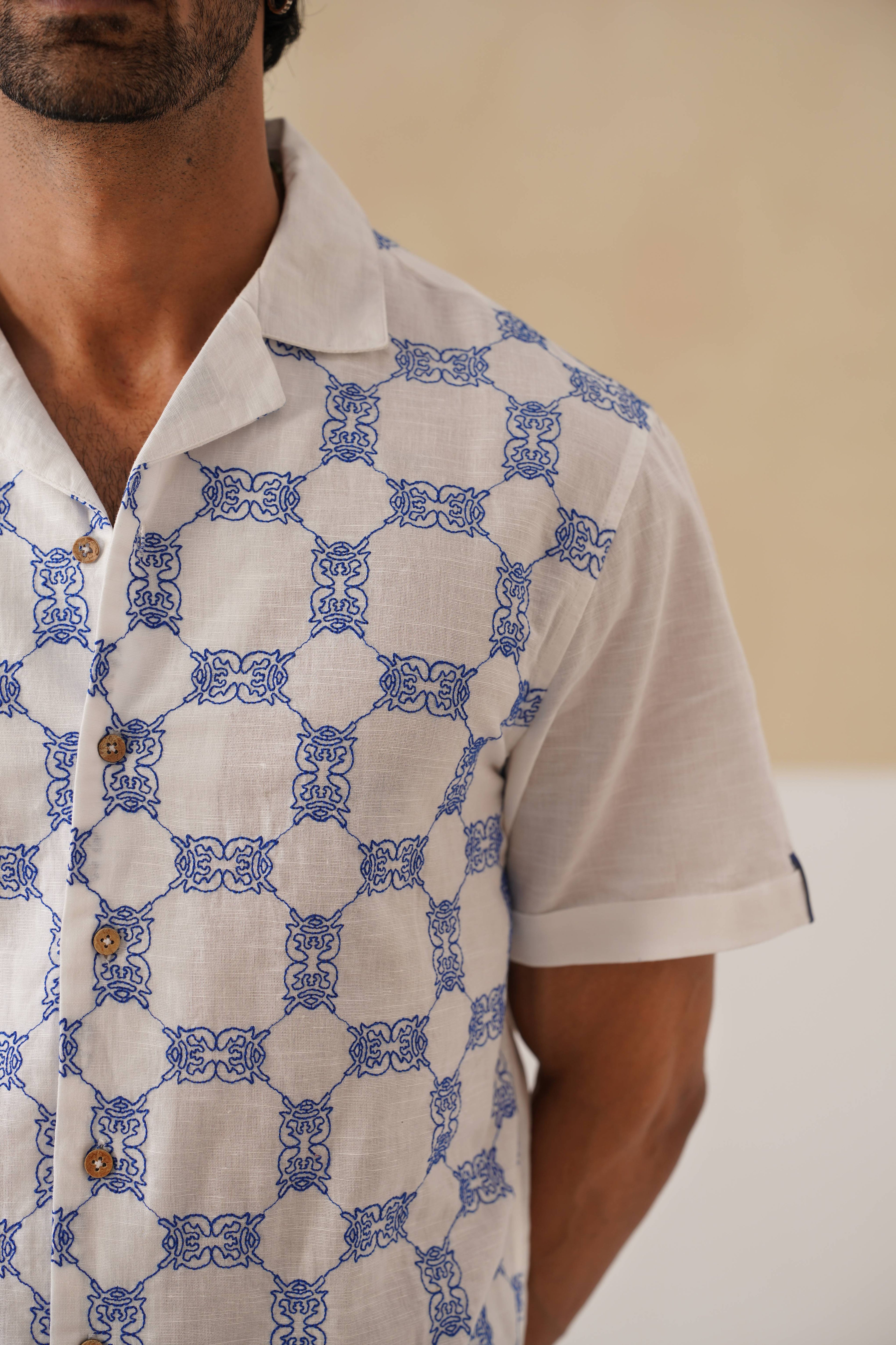 Knotty Krabs (Linen) Shirt - Salt (White)