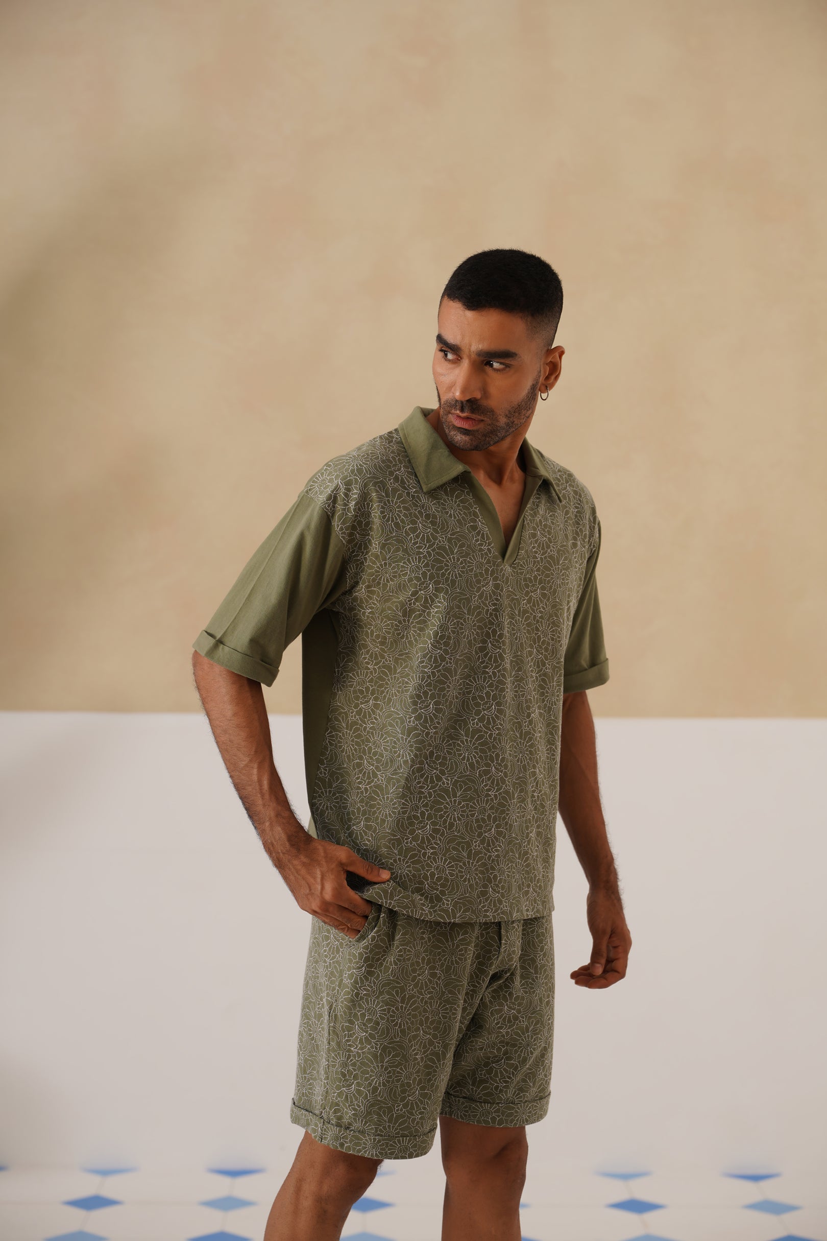 Shady Blooms Cotton Knit Co-ord Set