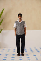 Monochrome Bloom Cotton Shirt