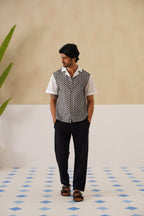 Monochrome Bloom Cotton Shirt