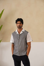 Monochrome Bloom Cotton Shirt