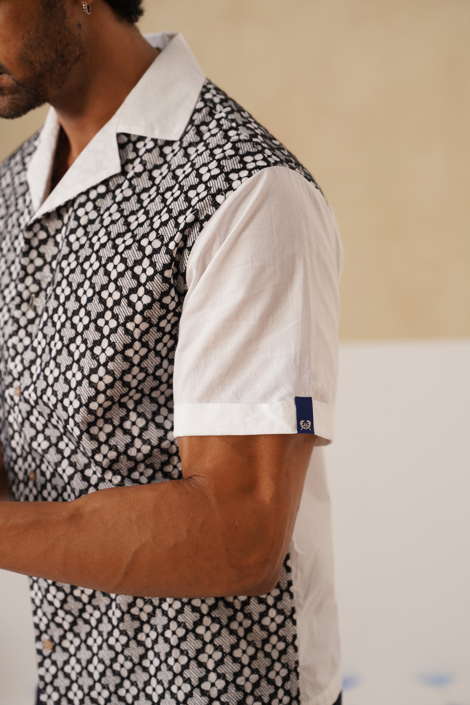 Monochrome Bloom Cotton Shirt