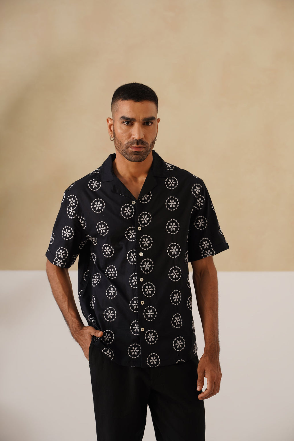 Noire Petals Cotton Shirt