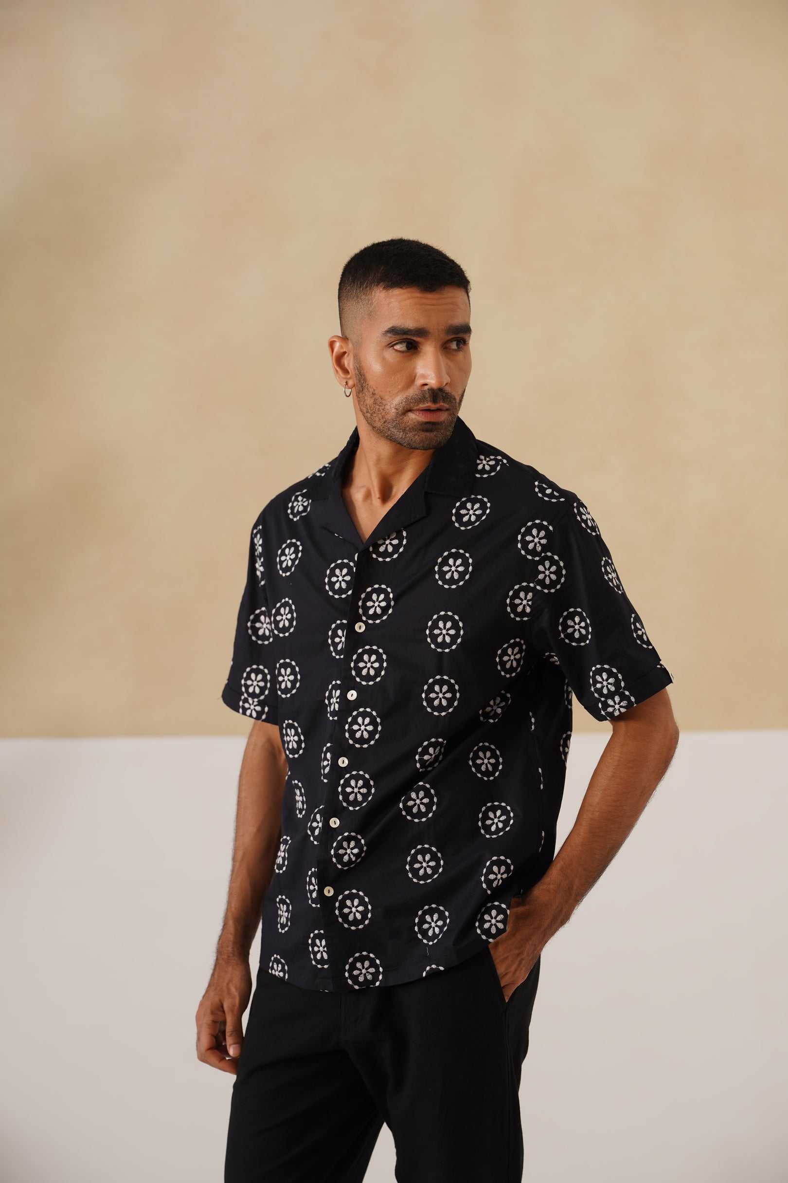 Noire Petals Cotton Shirt