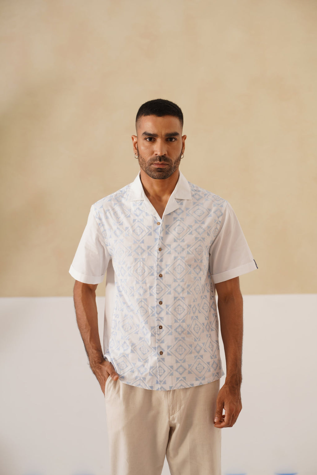 Frosted Geometry Cotton Shirt