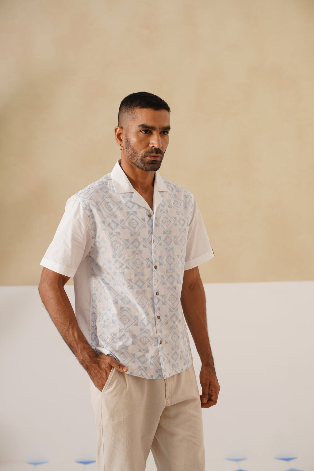 Frosted Geometry Cotton Shirt