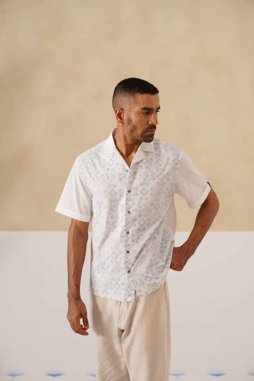 Frosted Geometry Cotton Shirt