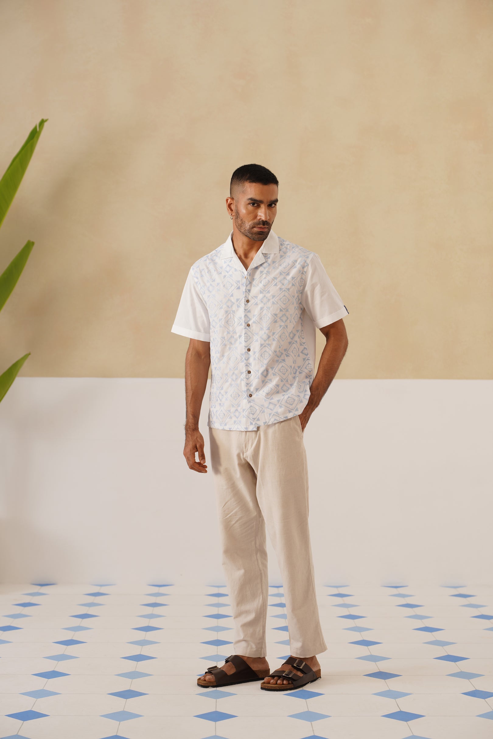 Frosted Geometry Cotton Shirt