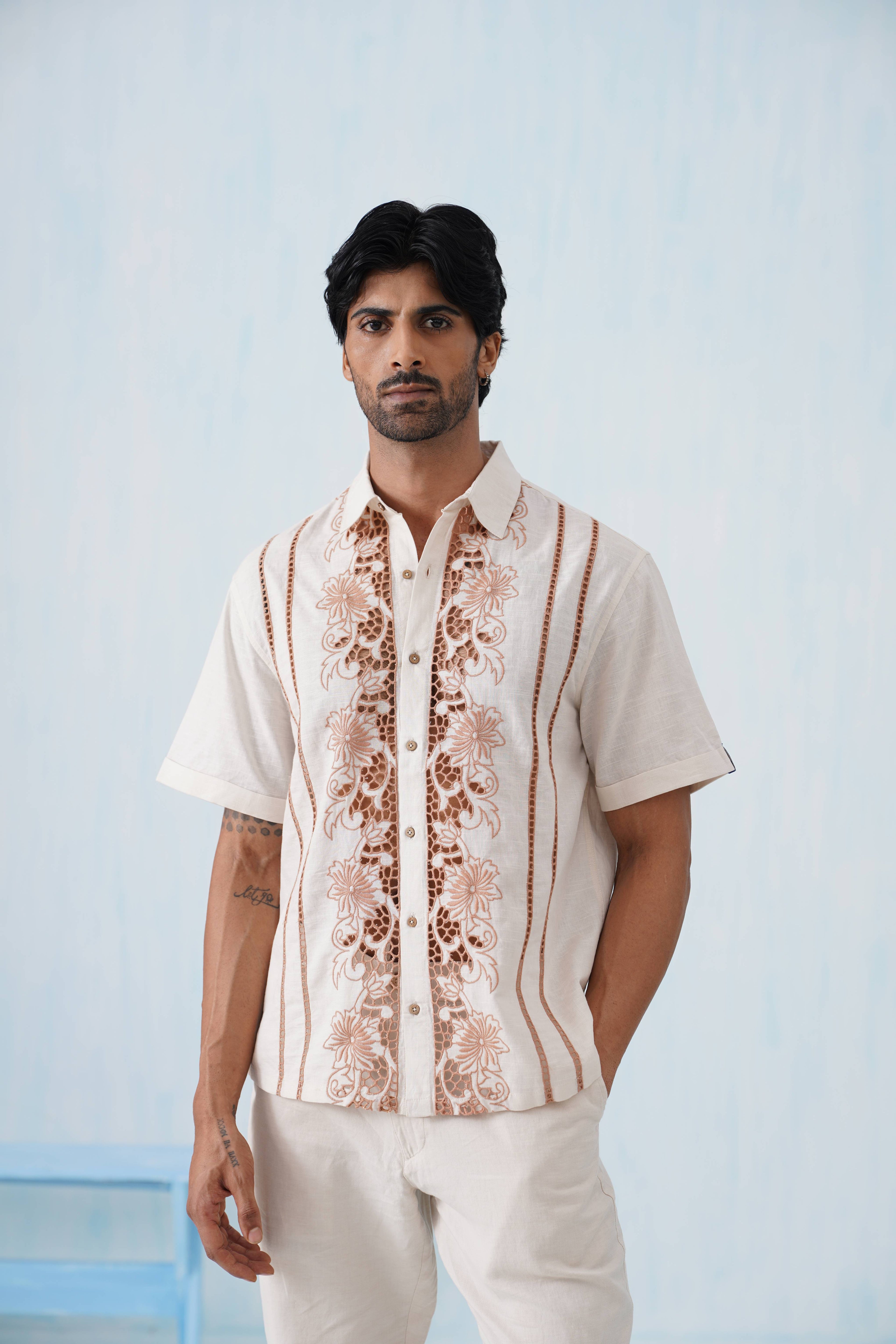 Twin Vines Cotton Linen Shirt
