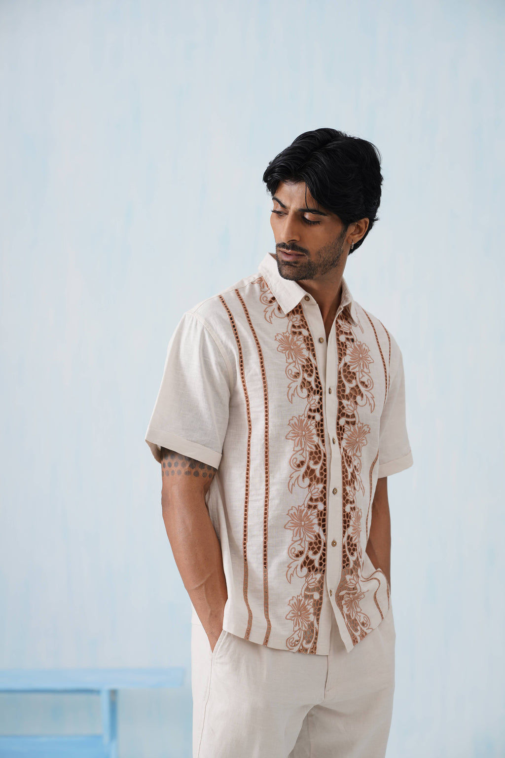 Twin Vines Cotton Linen Shirt