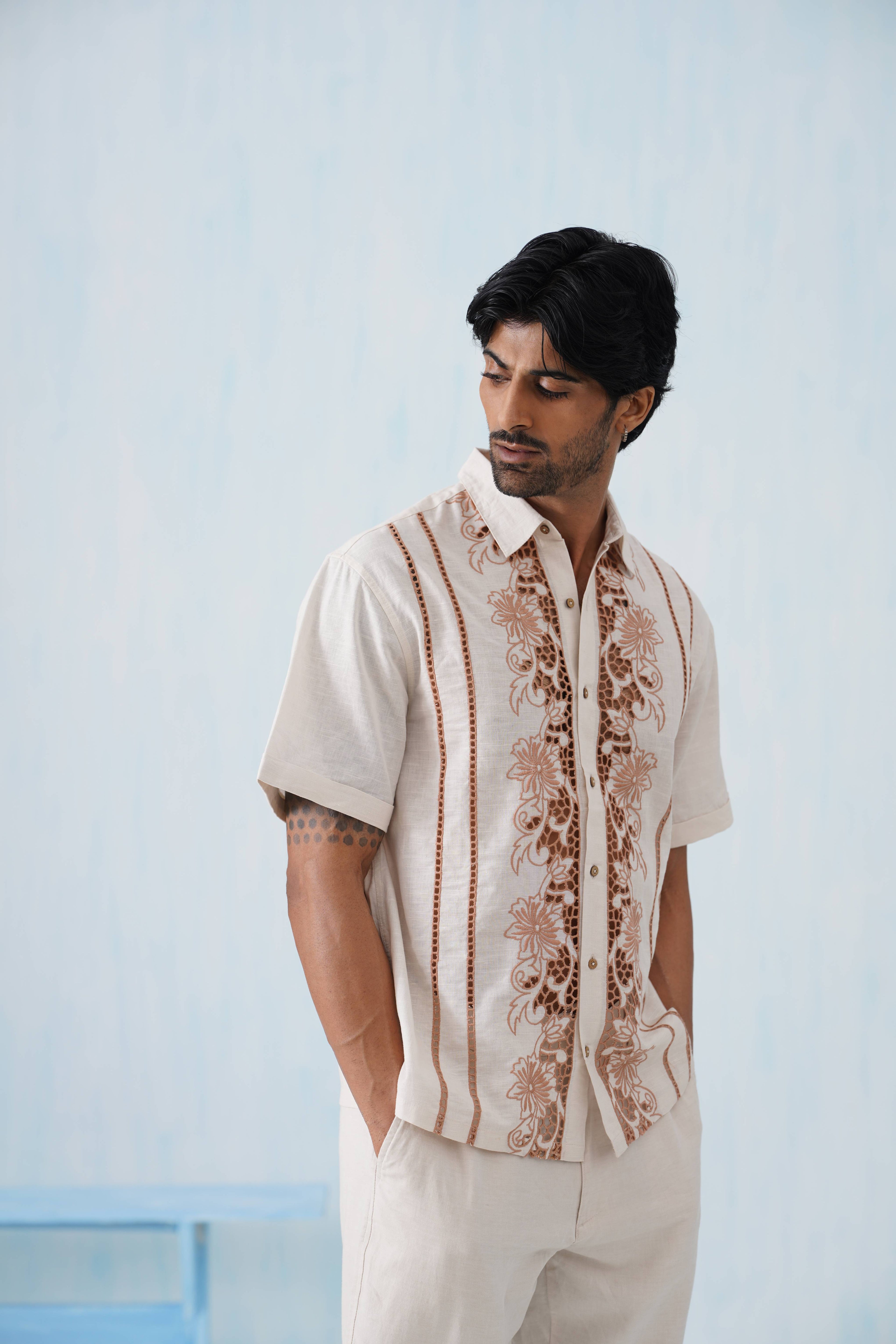 Twin Vines Cotton Linen Shirt