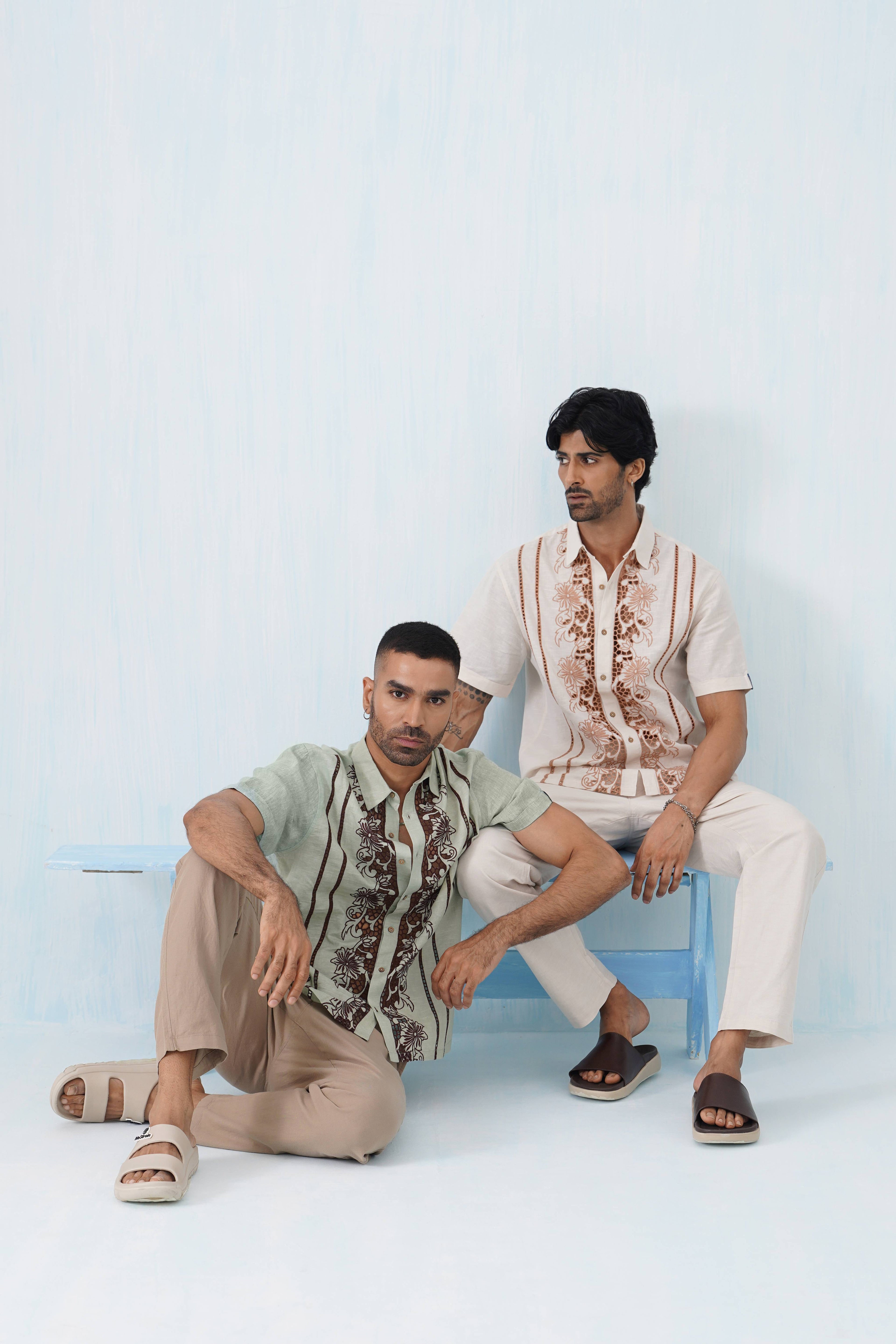 Twin Vines Cotton Linen Shirt