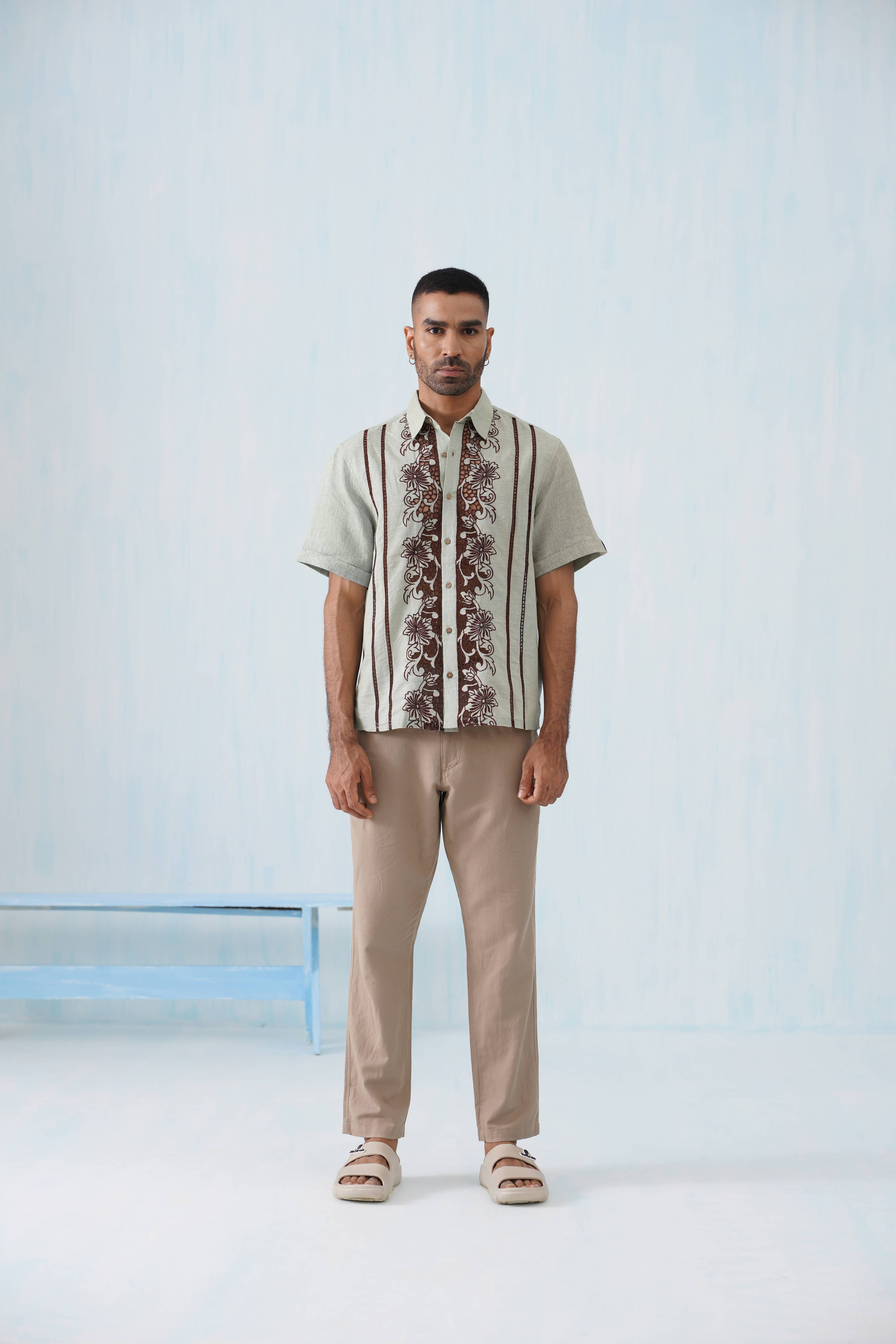 Twin Vines Cotton Linen Shirt