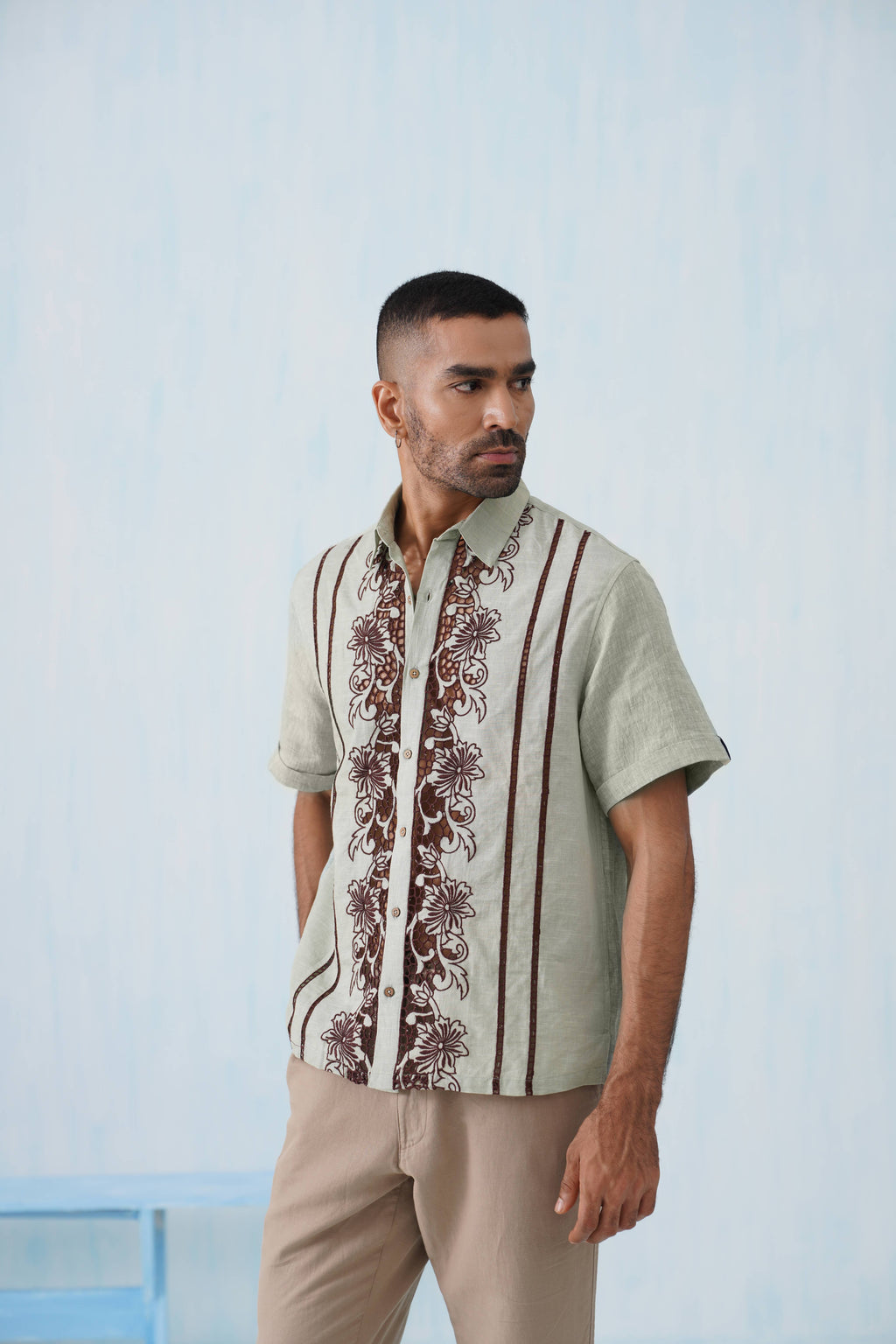 Twin Vines Cotton Linen Shirt
