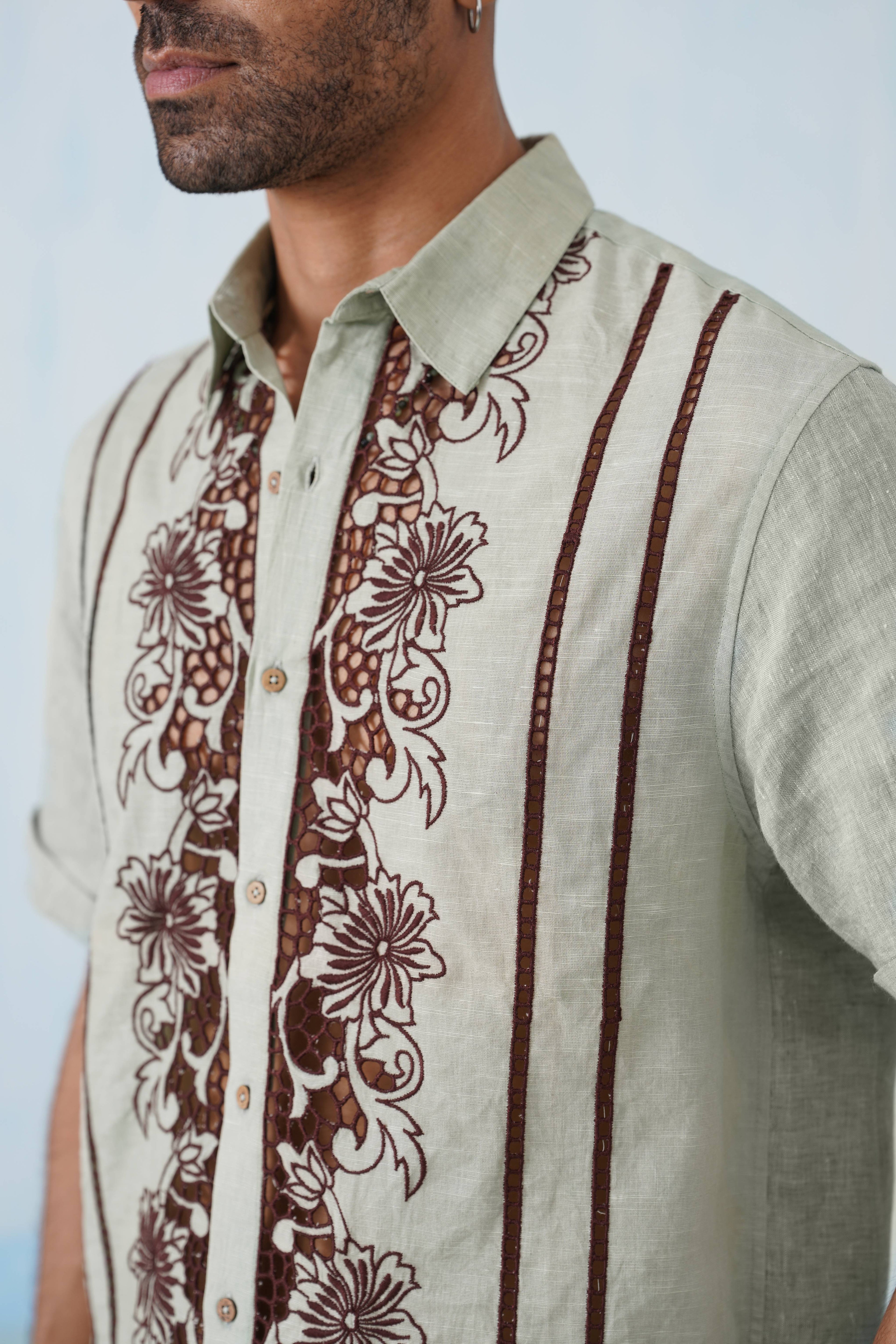 Twin Vines Cotton Linen Shirt