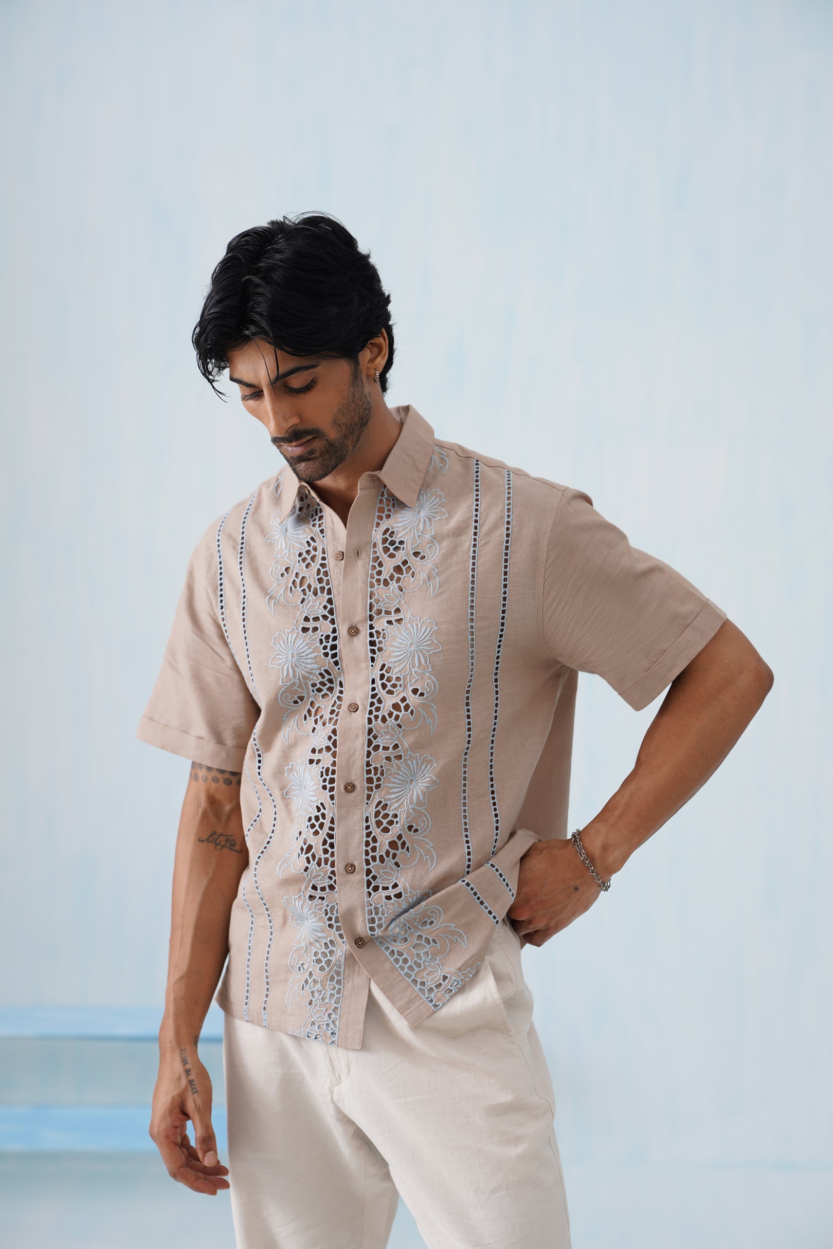 Twin Vines Cotton Linen Shirt