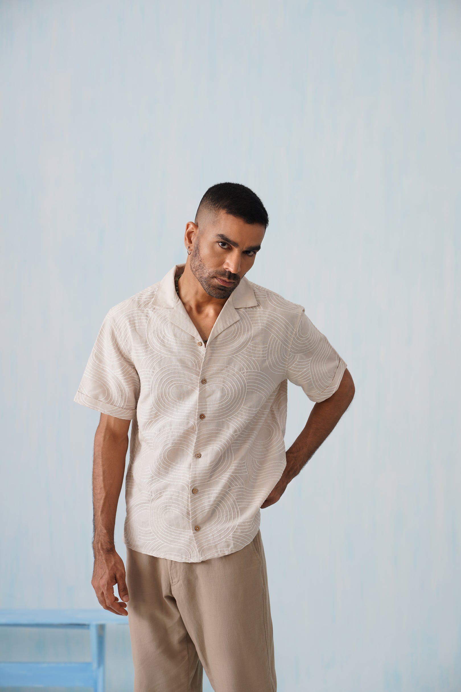 Dune Ripple Cotton Linen Shirt