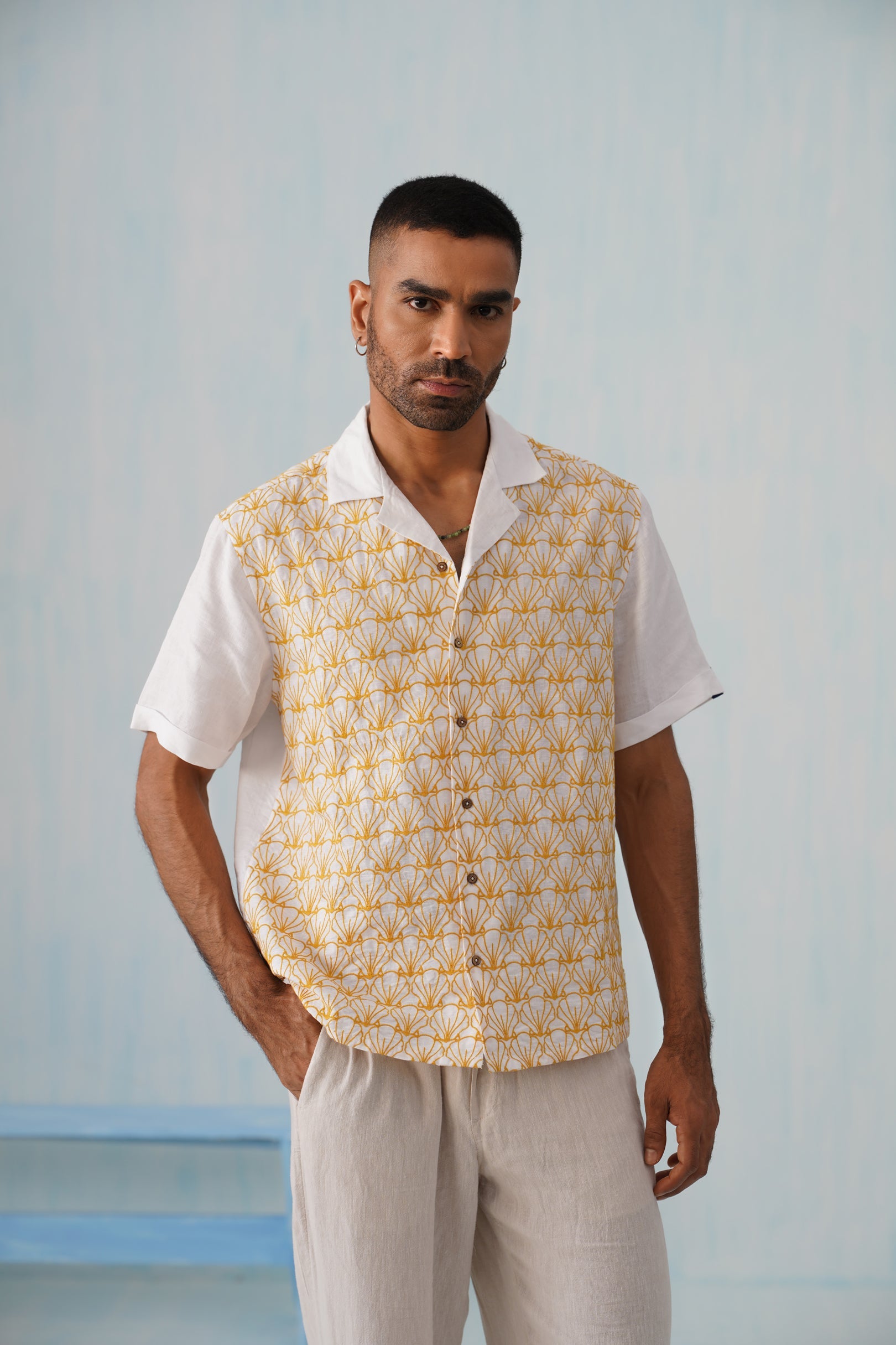 Sunlit Shells Cotton Linen Shirt