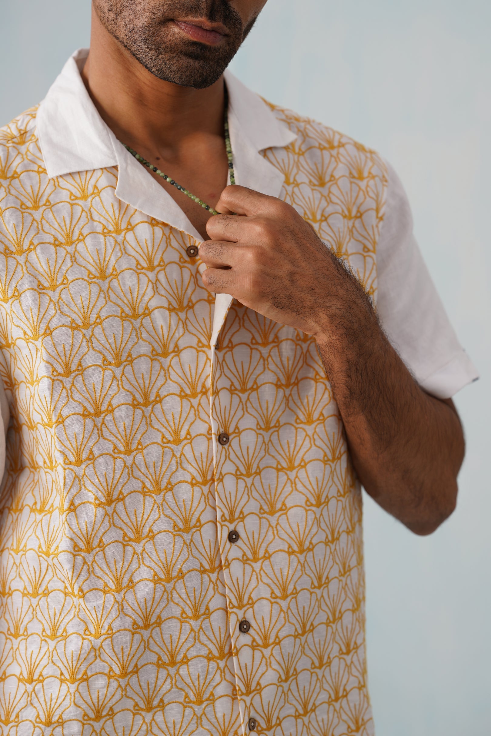 Sunlit Shells Cotton Linen Shirt