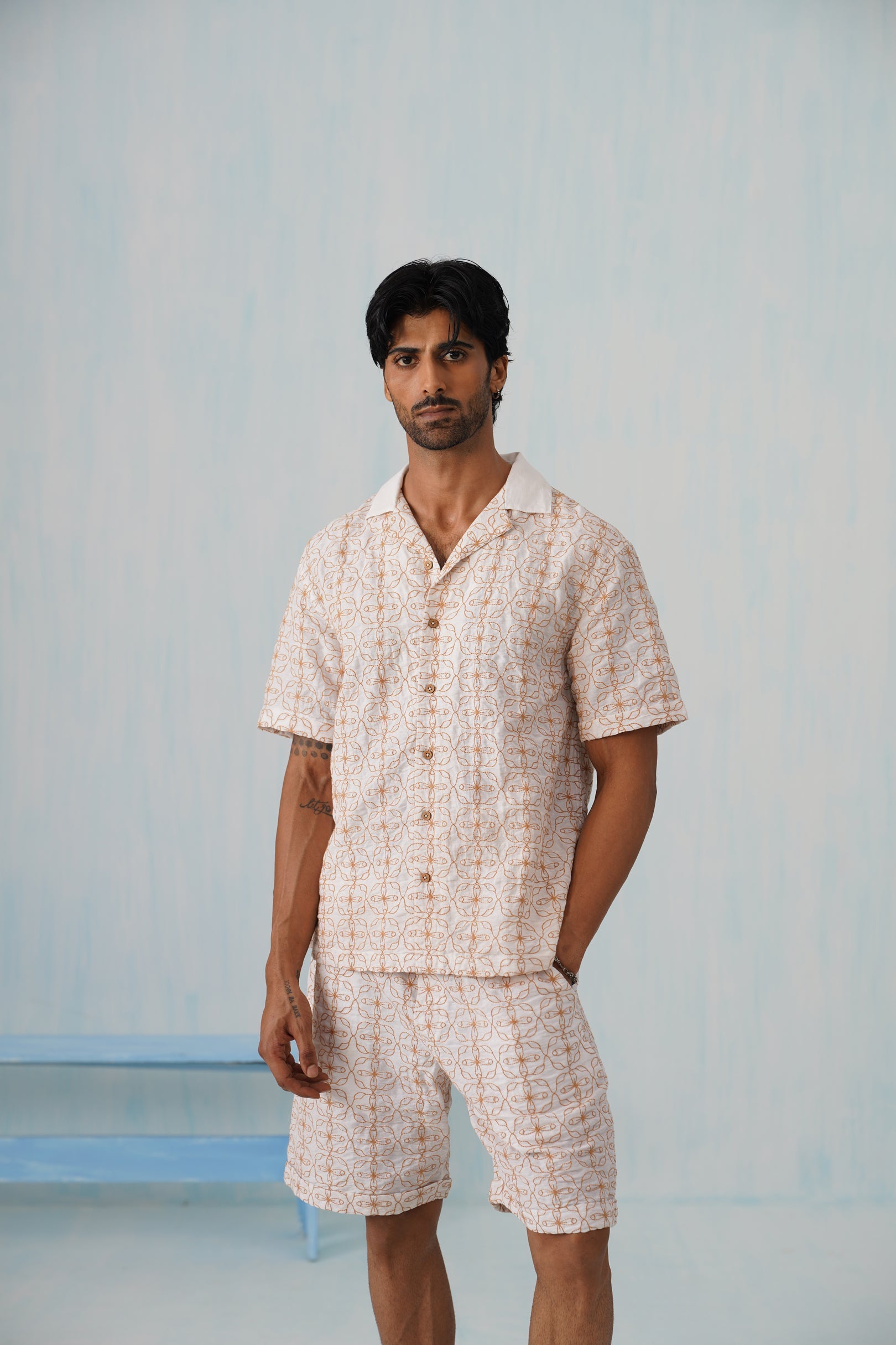 Amber Bloom Cotton Linen Shorts