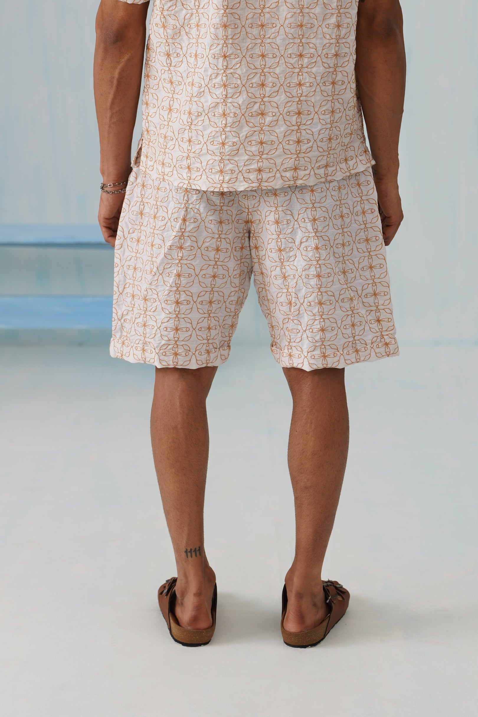 Amber Bloom Cotton Linen Shorts