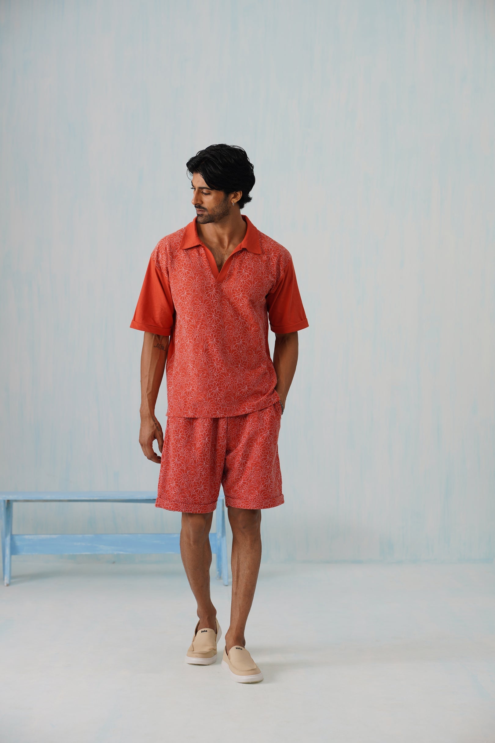 Shady Blooms Cotton Knit Shorts