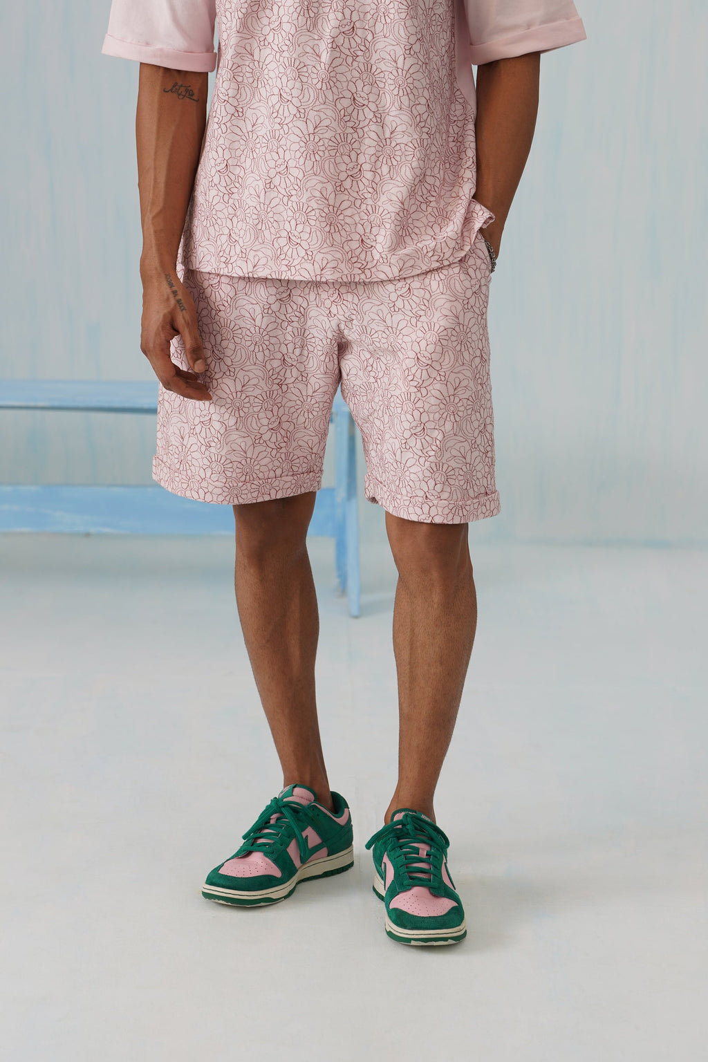 Shady Blooms Cotton Knit Shorts