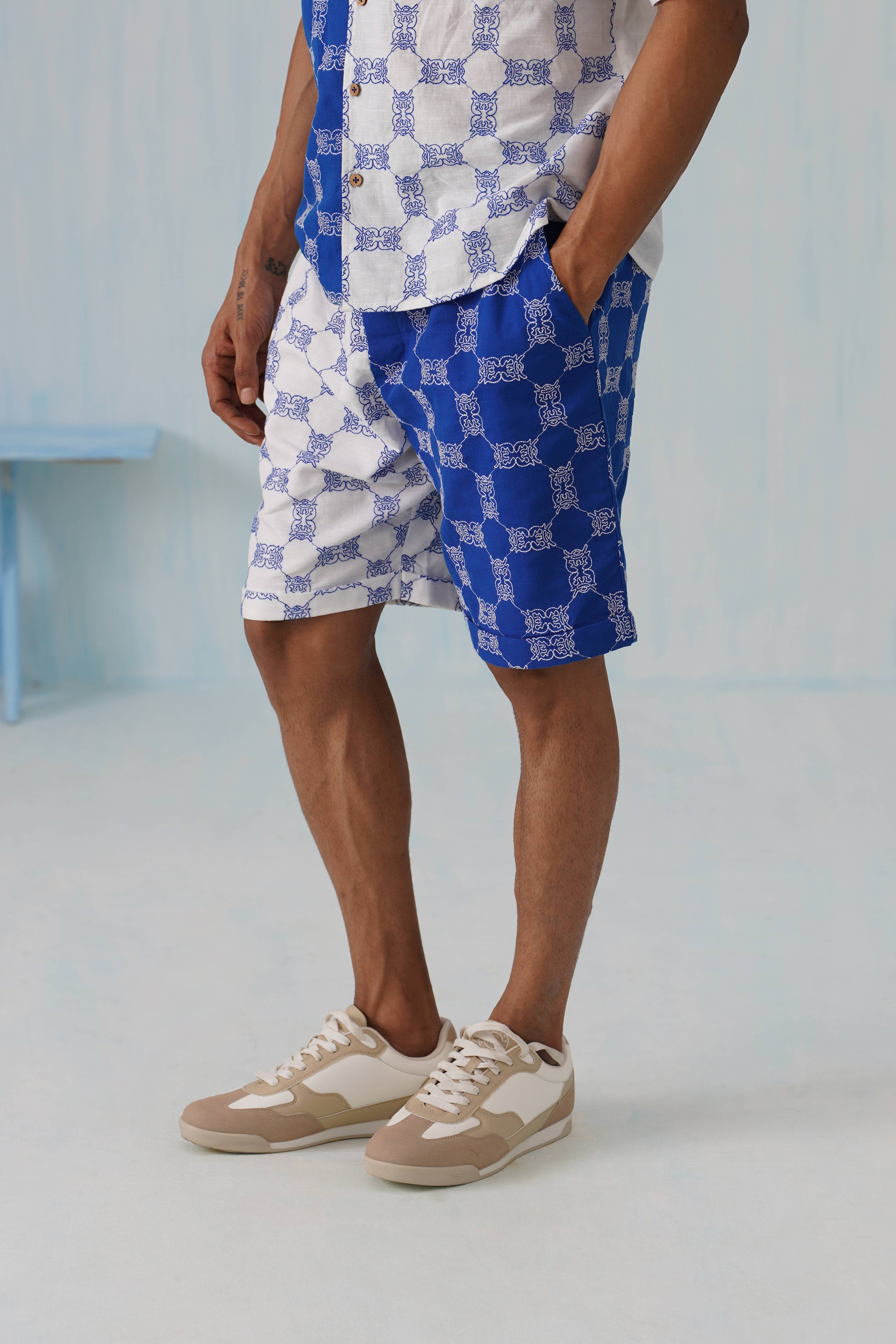 Knotty Krabs (Linen) Shorts - Surf & Foam