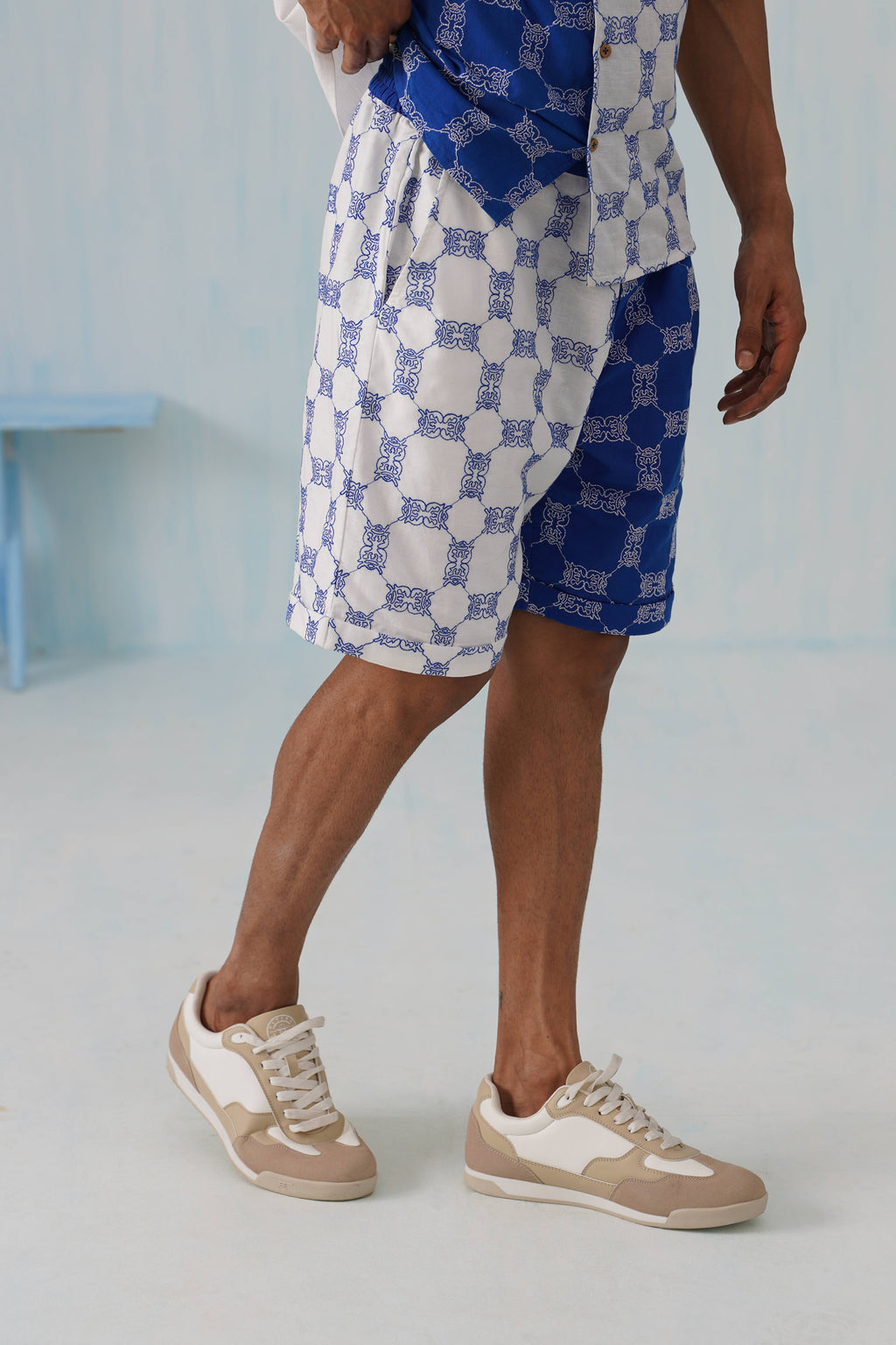 Knotty Krabs (Linen) Shorts - Surf & Foam