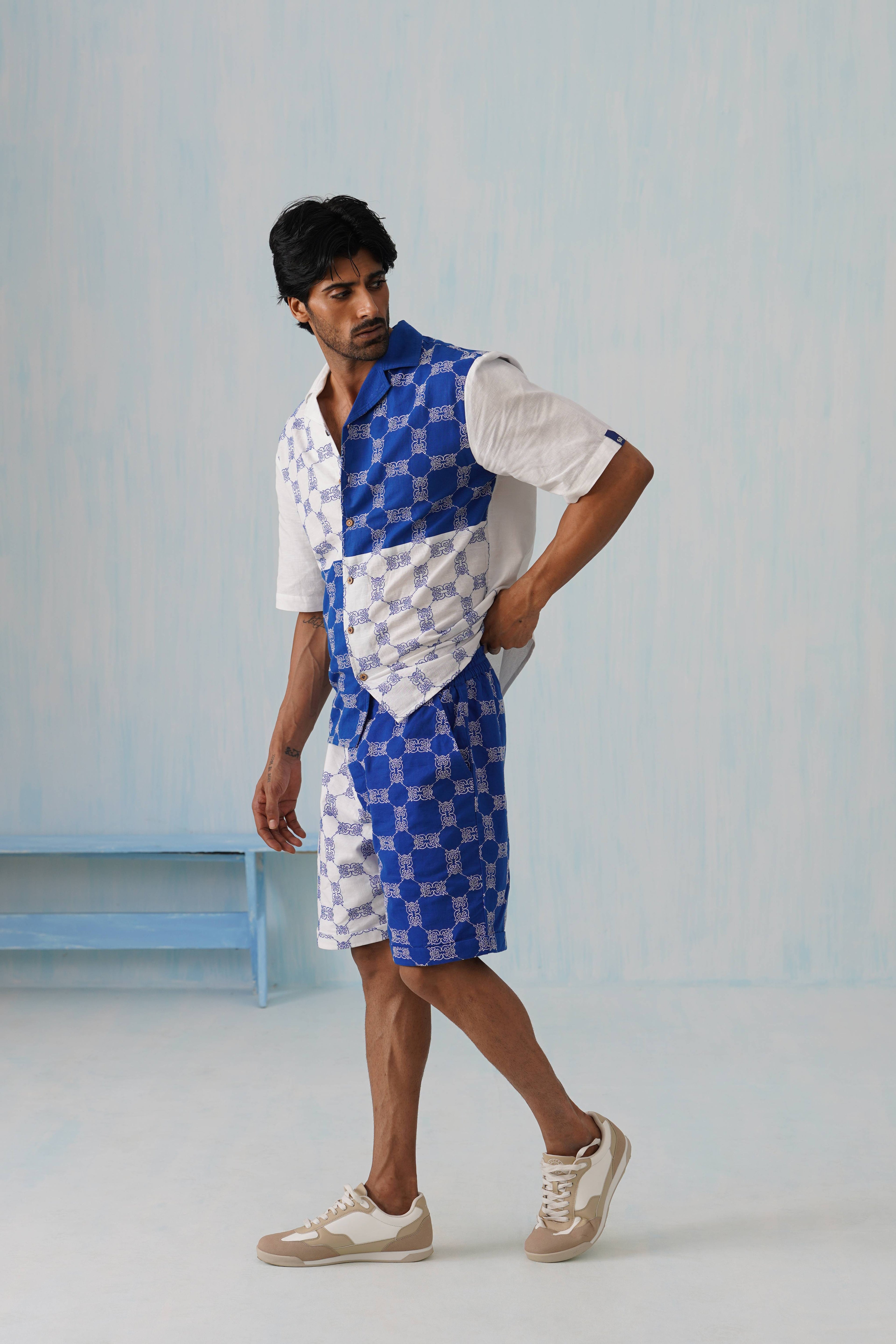 Knotty Krabs (Linen) Shorts - Surf & Foam