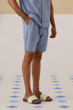 Azure Blooms Cotton Shorts
