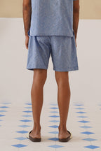 Azure Blooms Cotton Shorts