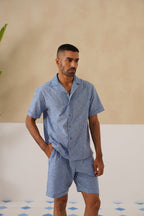 Azure Blooms Cotton Shirt