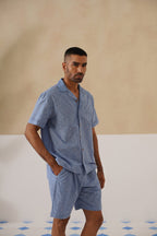 Azure Blooms Cotton Shirt