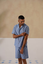 Azure Blooms Cotton Shirt