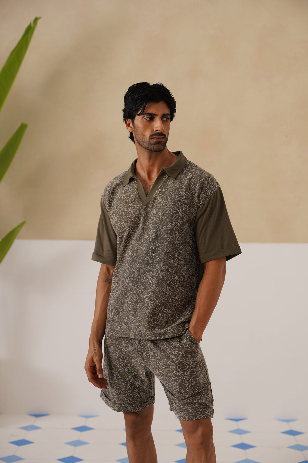 Shady Blooms Cotton Knit Co-ord Set