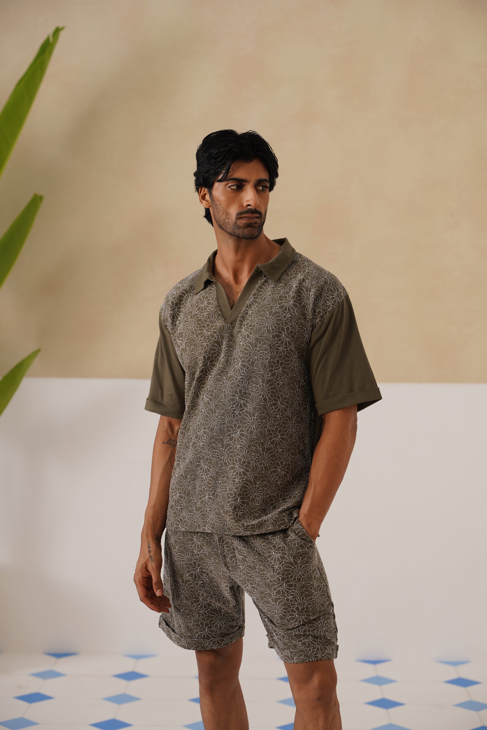 Shady Blooms Cotton Knit Shorts