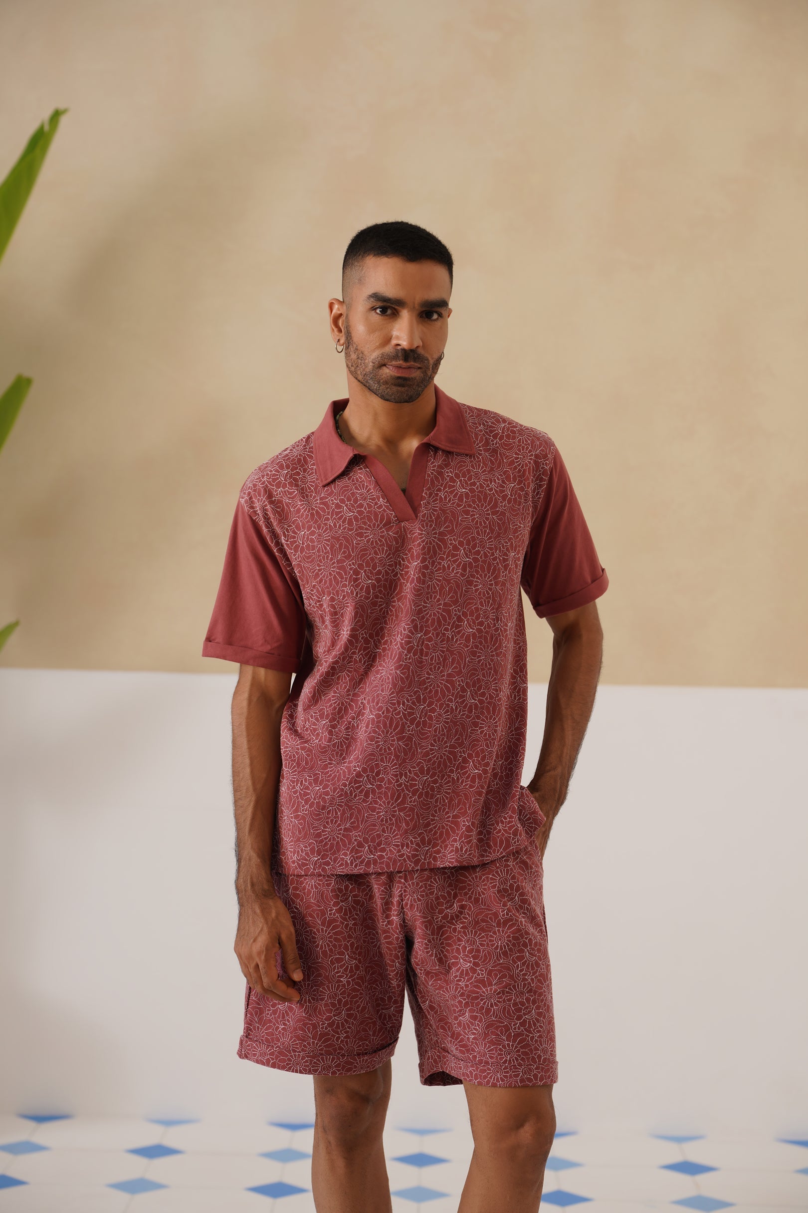 Shady Blooms Cotton Knit Co-ord Set