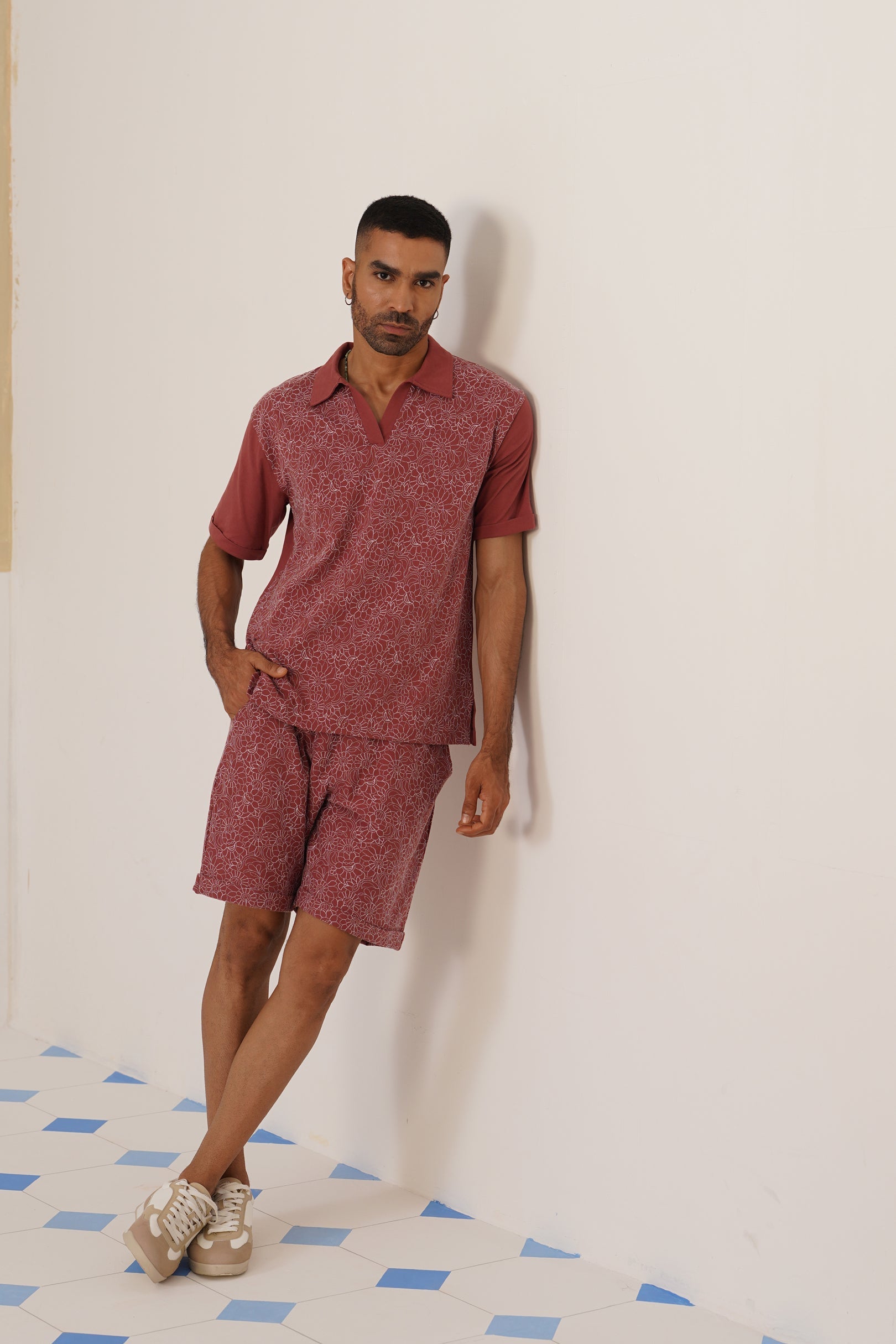 Shady Blooms Cotton Knit Shorts