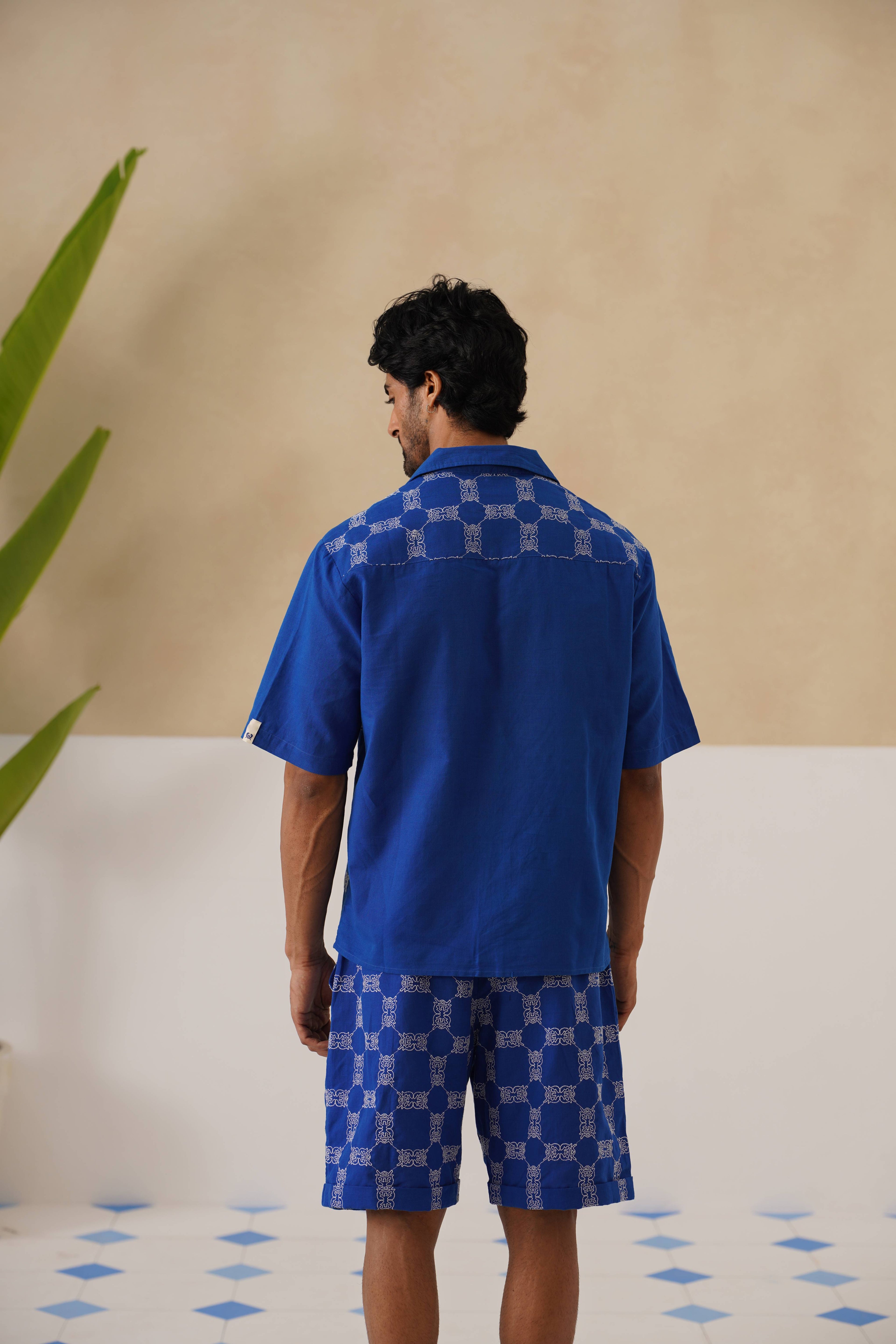 Knotty Krabs (Linen) Co-ord Set - Deep Sea (Blue)