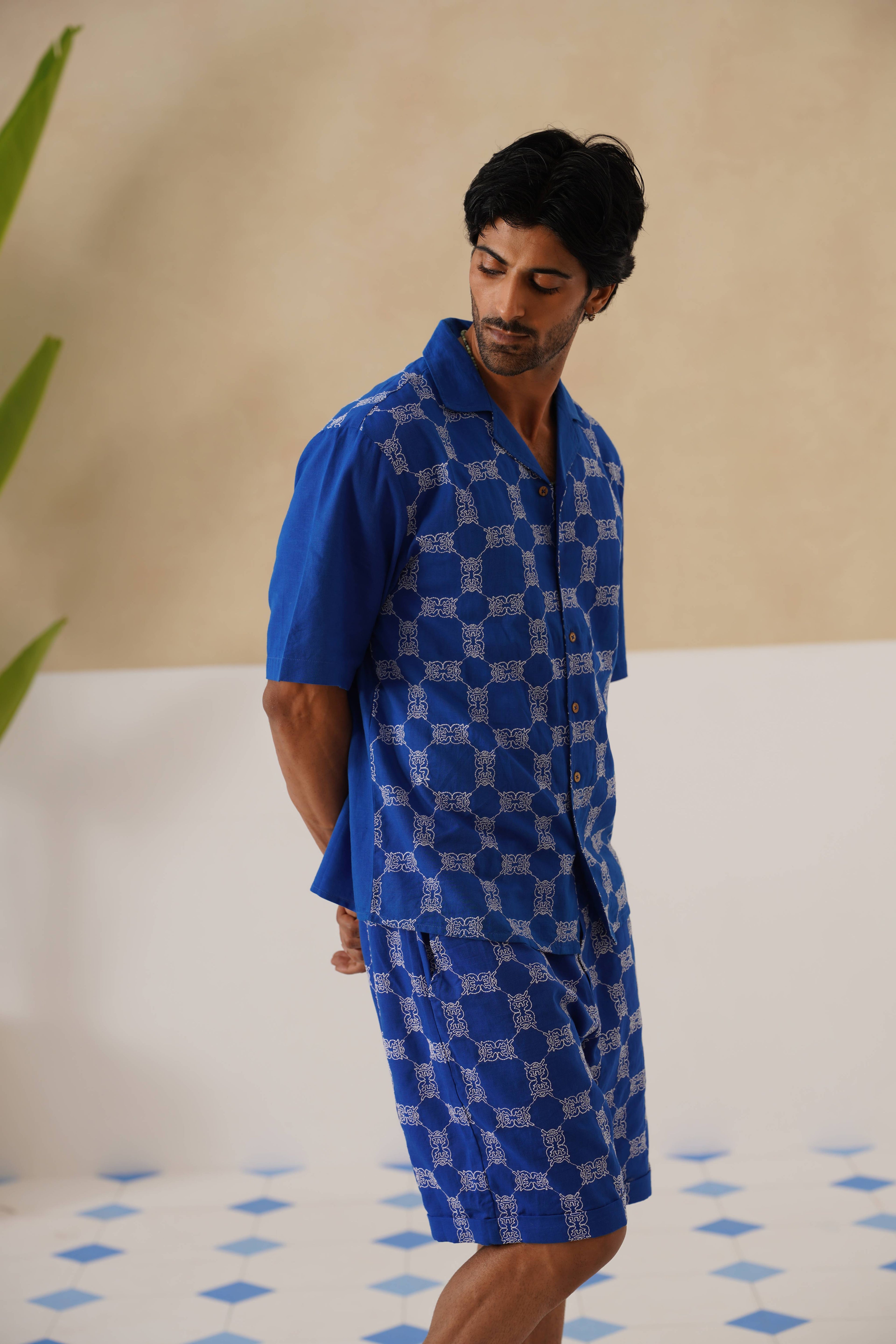 Knotty Krabs (Linen) Co-ord Set - Deep Sea (Blue)