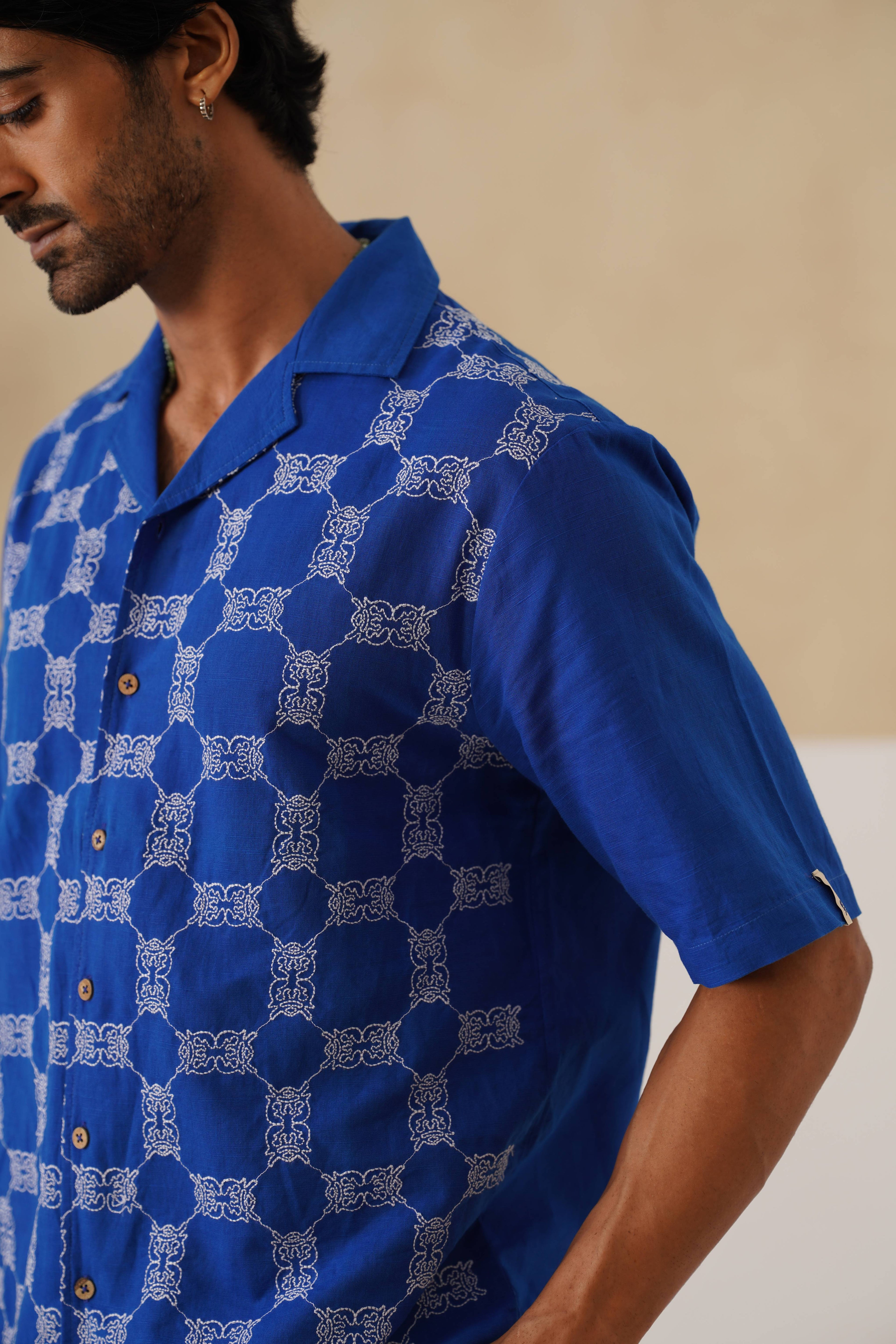 Knotty Krabs (Linen) Co-ord Set - Deep Sea (Blue)