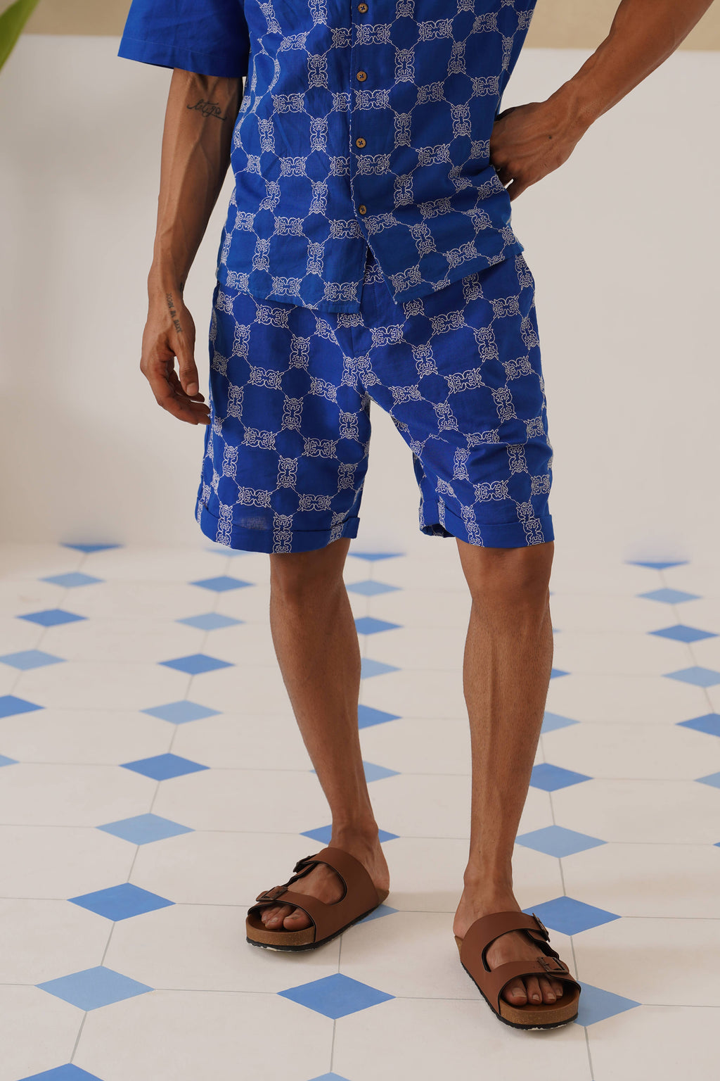 Knotty Krabs (Linen) Shorts - Deep Sea (Blue)