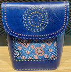 Blue Leather, Mash Silk Flap Sling Bag